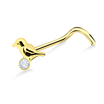 Bird Stone Shaped Silver Curved Nose Stud NSKB-326